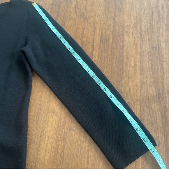 Talbots Pure Merino Wool Sweater Women Large Petite Black Longline Zip Cardigan - Picture 9 of 9